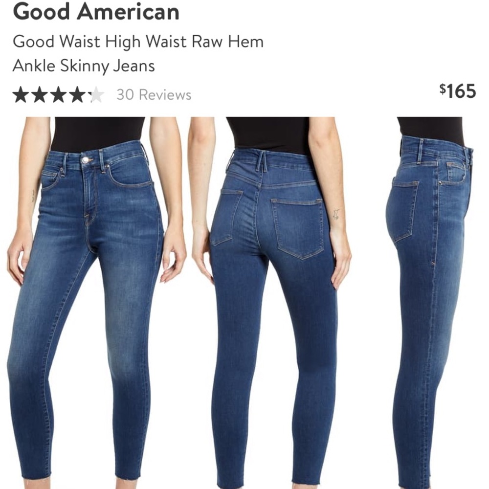 Good American Jeans || Good Waist Crop || Ankle || High Waist || Raw Hem